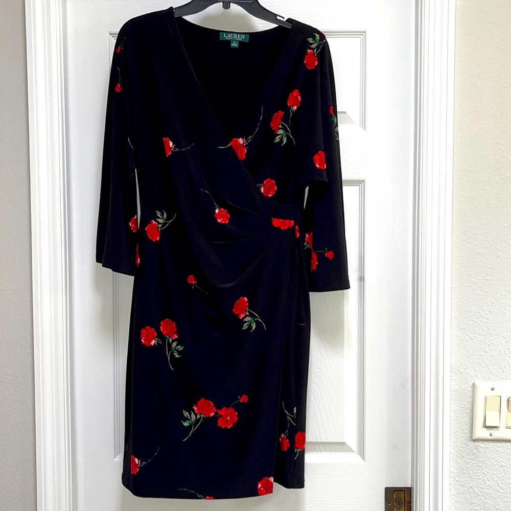 Formal- Heavy Black Dress with Red Roses From Ralph Lauren